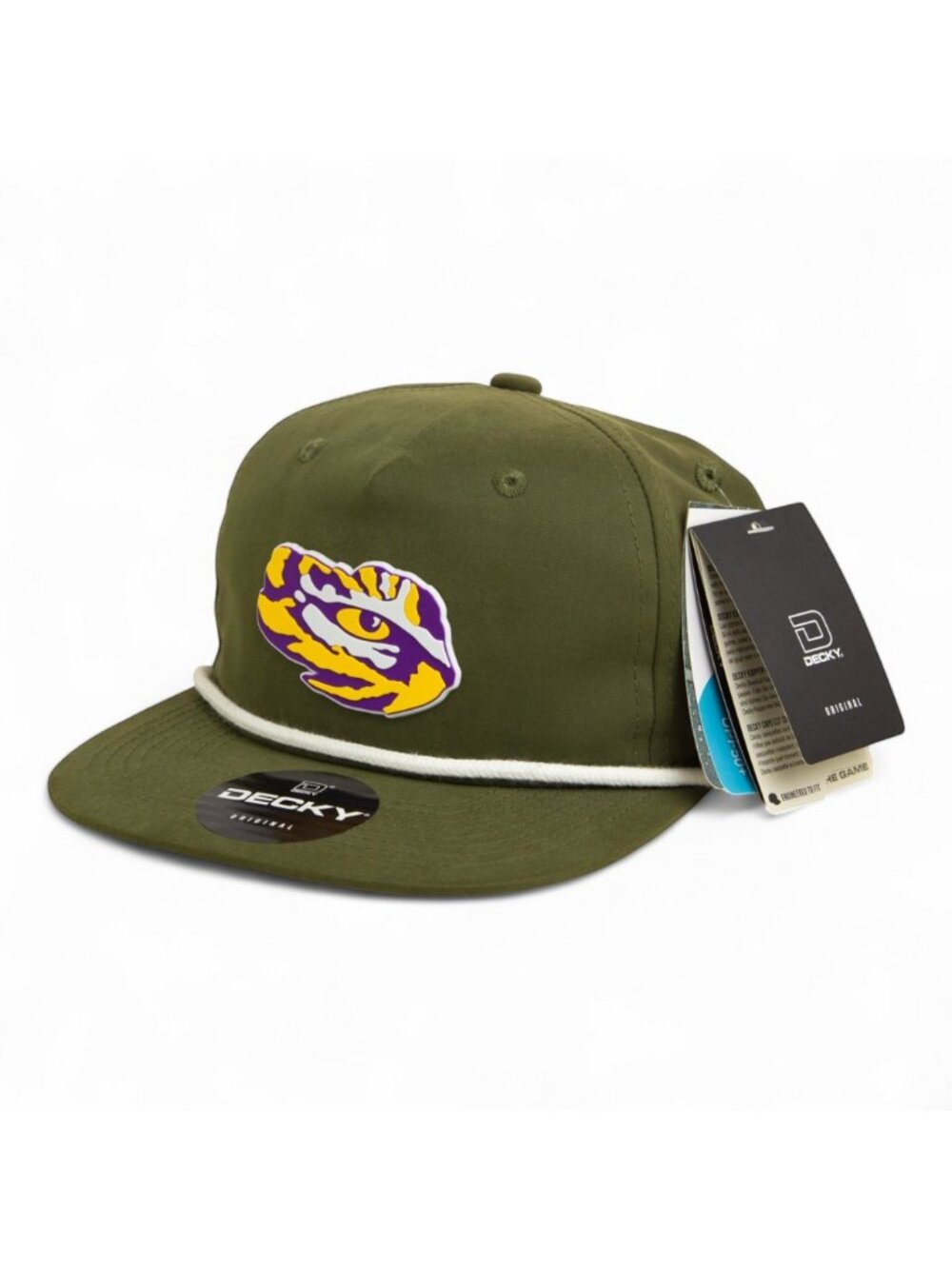 LSU Tiger Eye 3D Classic Rope Hat- Olive/ White
